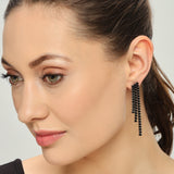 Belle Edge Black Crystal Waterfall Earrings