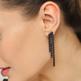 Belle Edge Black Crystal Waterfall Earrings