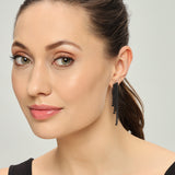 Belle Edge Black Crystal Waterfall Earrings