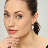 Belle Edge Pearl Flower Hoop Earrings