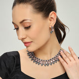 Belle Edge Elegant Pink Gemstone Choker Necklace Set