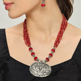 Belle Edge Elegant Red Beaded Necklace Set