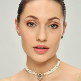 Belle Edge Green HandCrafted Gold Plated Kundan Necklace Set