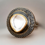 Belle Edge Black Antique Finish Gemstone Ring