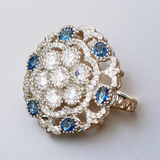 Belle Edge Designer Ring with Blue Gemstones