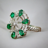 Belle Edge Emerald Blossom Statement Ring