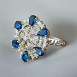 Belle Edge Sparkling Floral Statement Ring