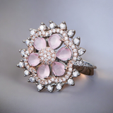 Belle Edge Rose Gold Tone CZ Petal Ring