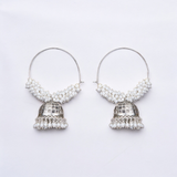 Belle Edge Pearl Oxidised Jhumki