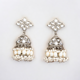 Belle Edge White Oxidised Jhumki