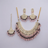 Belle Edge HandCrafted Stone Beads Gold Plated Necklace Set