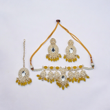 Belle Edge Yellow Meenakari Pearl Beads Gold Plated Necklace