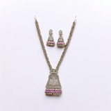 Belle Edge Long Oxidised Necklace Set