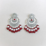Belle Edge Maroon Statement Chandelier Earrings