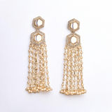 Belle Edge Mirror Work Drop Earrings