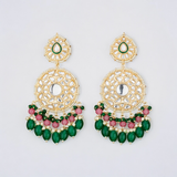 Belle Edge Mirror Work Chandelier Earrings