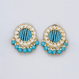 Belle Edge Blue Beaded Stud Earrings