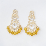 Belle Edge Yellow Layered Kundan Drop Earrings