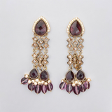 Belle Edge Purple Handcrafted Gold Plated Pearl Earring