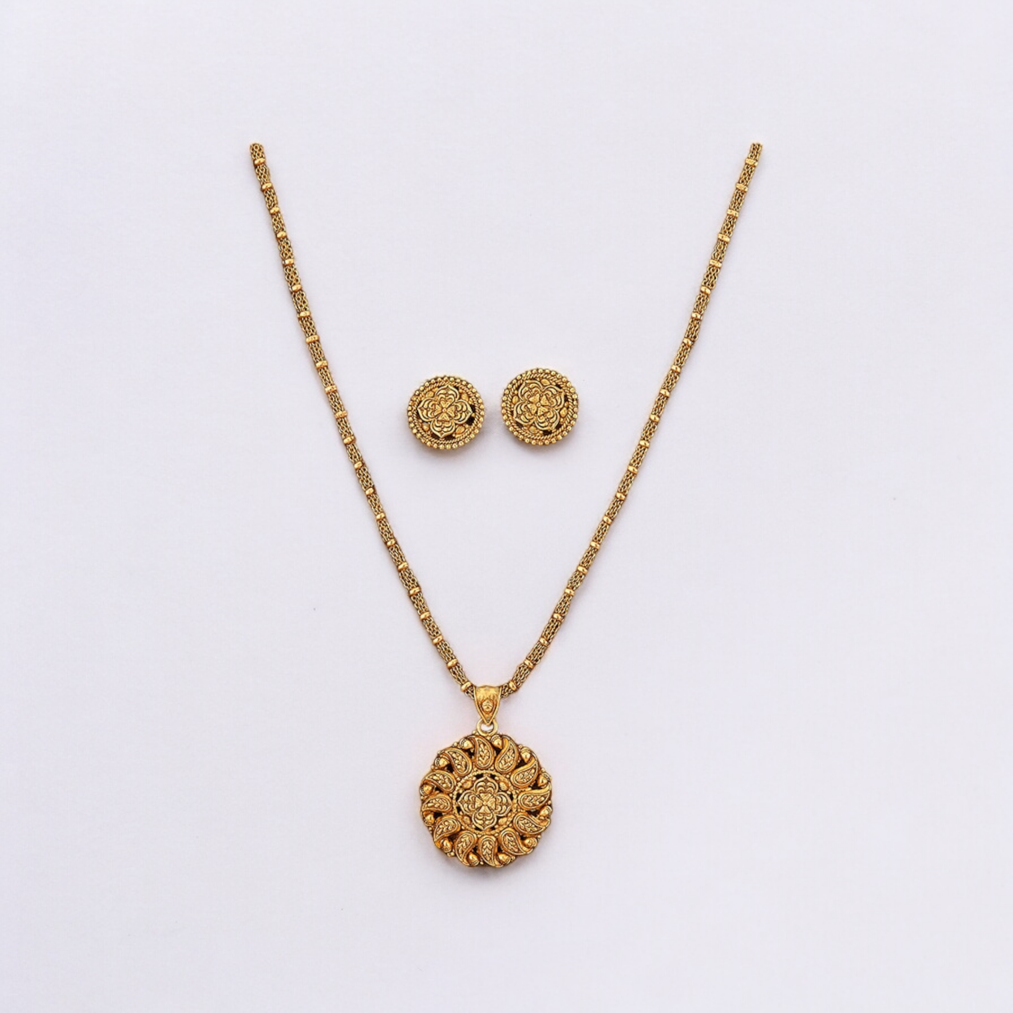 Classic Gold Plated Pendent Set