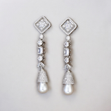 Belle Edge Pearl & Crystal Drop Earrings