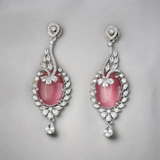 Belle Edge Pink Stone & Diamond Earrings