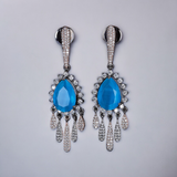 Belle Edge HandCrafted Black Rose Plated Cz Short Earring