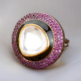 Belle Edge Antique Finish Gemstone Ring