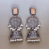 Belle Edge Oxidised Pearl Earring