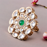 Belle Edge Regal Kundan Floral Statement Ring