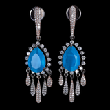 Belle Edge HandCrafted Black Rose Plated Cz Short Earring