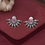 Belle Edge Oxidised Silver Stud Earrings