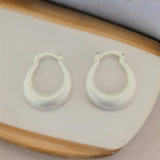Belle Edge Matte Finish Hoop Earrings