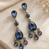 Peacock Blue Chandelier Crystal Earrings
