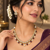 Kundan and Magenta Gem Necklace Set