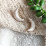 Pearl Crescent Moon Stud Earrings