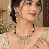 Gold Floral Motif Choker Set