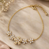 Gold Marquise & Pavé Floral Garland Chain Bracelet