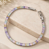 Silver Pastel Baguette Gemstone Tennis Bracelet