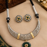 Dual-Tone Emerald & Ruby Filigree Hasli Necklace Set