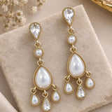 Lustrous Pearl and Crystal Chandelier Earrings