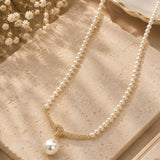 Pearl & Pavé Knot Drop Necklace
