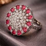 Ruby & Diamond Cluster Ring