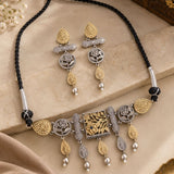 Gold Floral Motif Choker Set