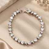 Silver Heart Crystal Tennis Bracelet