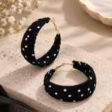 Polka Dot Fabric Wrapped Hoop Earrings
