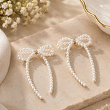 Pearl Bow Drop Earrings