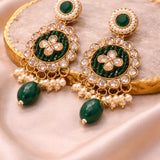Gold Plated Green Stone Earring