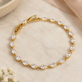 Gold Oval-Cut Solitaire Tennis Bracelet