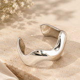 Sculptural Wavy Silver Cuff Bracelet